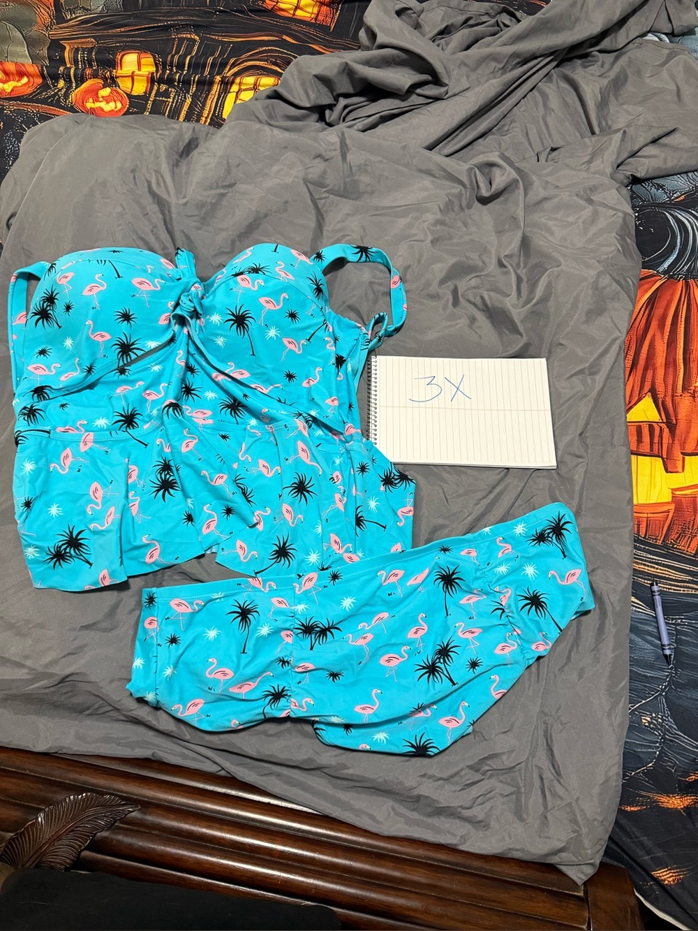 Turquoise Flamingo & Palm Print Tankini Set - Women Intimates & Sleepwear